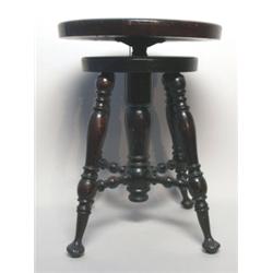 Antique Piano Stool with Brass Feet