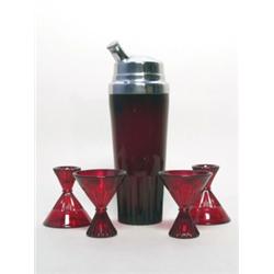Depression Ruby Glass Cocktail Shaker