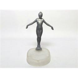 Art Deco Figure Metal on Satin Glass Base