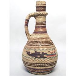 Nootka Native Indian Basketry Covered Jug