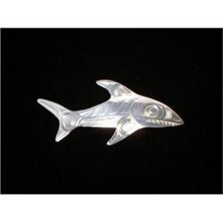 Haisla Native Carved Sterling Shark Pendant