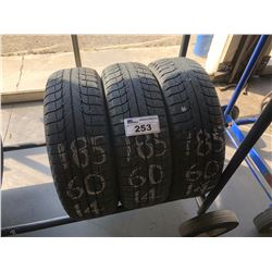 SET OF 3 MICHELIN 185/60R14 M+S TIRES