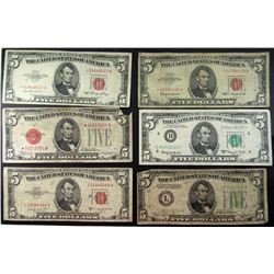6- $5 STAR NOTES (4-RED SEALS)