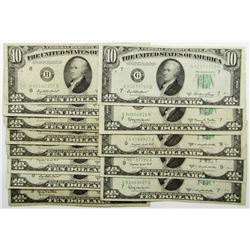 13-1950'S $10 FEDERAL RESERVE NOTES