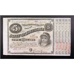 1875 STATE OF LOUISIANA $5 DOLLAR