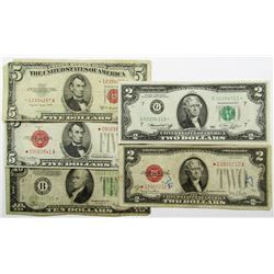 5-STAR NOTES; $2 RED SEAL, 2-$5 RED SEALS