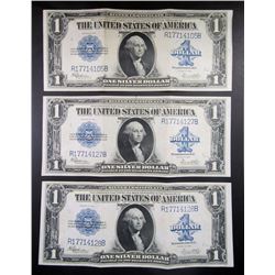 3- 1923 $1 LARGE SILVER CERTS