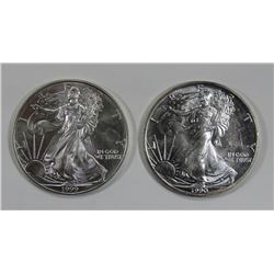 1990 & 1999 AMERICAN SILVER EAGLES