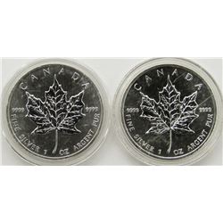 2- 2013 CANADA SILVER $5 MAPLE LEAF