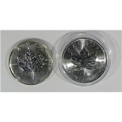 1990 & 2015 CANADA 1oz SILVER MAPLE LEAF