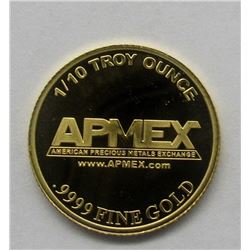 ONE TENTH OUNCE .999 GOLD AMPEX PROOF COIN