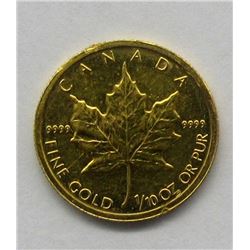 1999 ONE TENTH OUNCE GOLD MAPLE LEAF