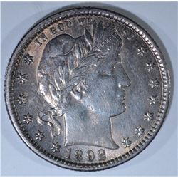 1892-O BARBER QUARTER, CH BU mark on reverse