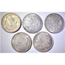 5-AU/BU 1921 MORGAN DOLLARS