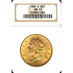1882-S $20 NGC MS61