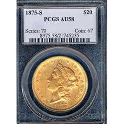 1875-CC $20 PCGS AU58