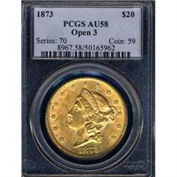 1873 O3 $20 PCGS AU58