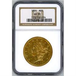 1850 $20 NGC AU50