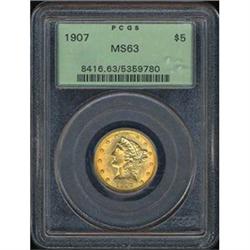 1907 $5 PCGS MS63