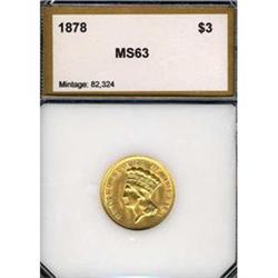 1878 $3 MS60+ clnd