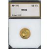Image 1 : 1911-D $2.50 MS60