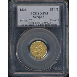 1836 $2.50 Script 8 PCGS EF45