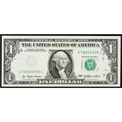 $1, 1977 FRN, Ink Jet Malfunction with a Weak Left Seal Error, Gem Crisp Uncirculated.