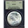 Image 1 : 1922 $1 PCGS MS64