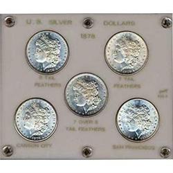 Group of five 1878 Dollar in Holder MS60-63