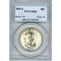 1953-S 50c PCGS MS65
