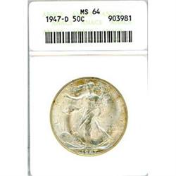 1947-D 50c ANACS MS64