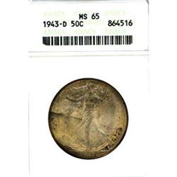 1943-D 50c ANACS MS65