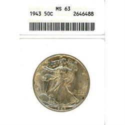 1943 50c ANACS MS63