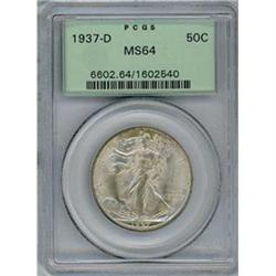 1937-D 50c ANACS MS64
