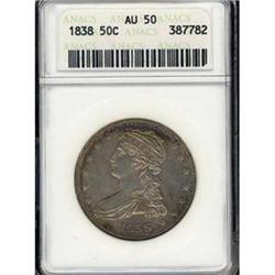 1838 50c ANACS AU50