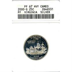 2000-S Virginia Silver 25c ANACS PF67HCAM