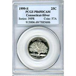 1999-S Connecticut Silver 25c PCGS PF69DCAM