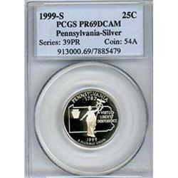 1999-S Pennsylvania Silver 25c PCGS PF69DCAM