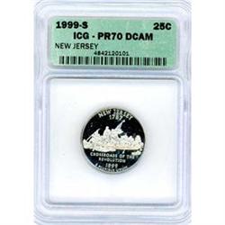 1999-S New Jersey 25c PCGS PF70CAM
