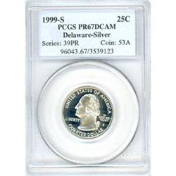 1999-S Delaware Silver 25c PCGS PF67DCAM