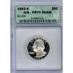 1993-S Silver 25c ICG PF70DCAM