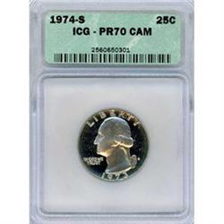1974-S 25c ICG PF70 Cameo