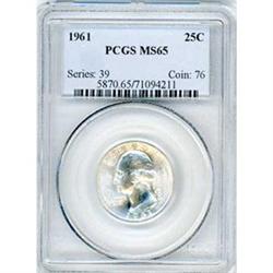 1961 25c PCGS MS65