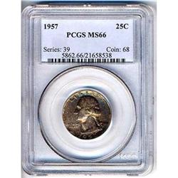 1957 25c PCGS MS66