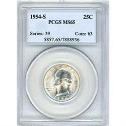 1954-S 25c PCGS MS65