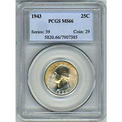 1943 25c PCGS MS66