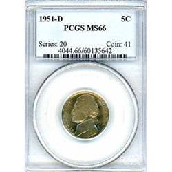 1951-D 5c PCGS MS66