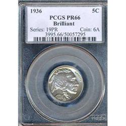 1936 Brilliant 5c PCGS PF66
