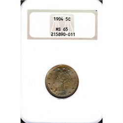 1904 5c NGC MS65