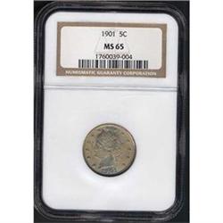 1901 5c NGC MS65